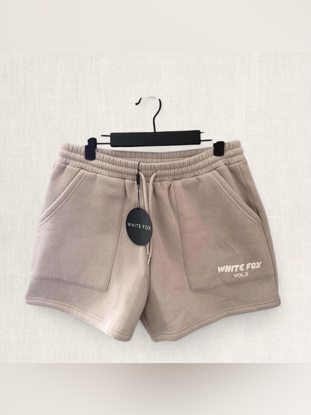 White Fox Boutique Beige Relaxed Athletic Shorts - Picture 1 of 3
